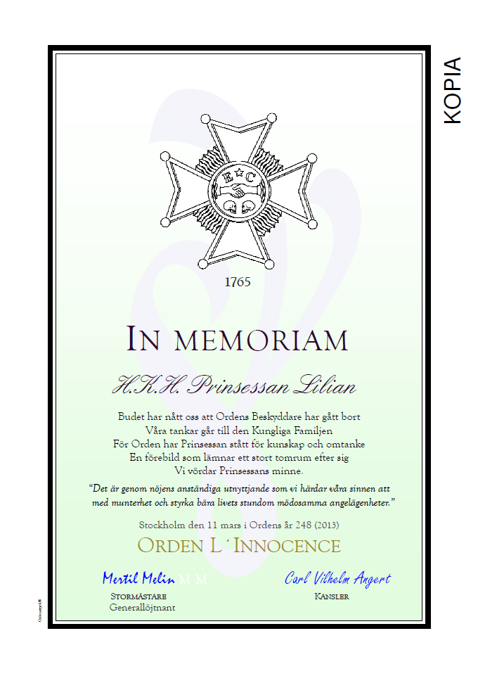 Kondoleans Prinsessan Lilian